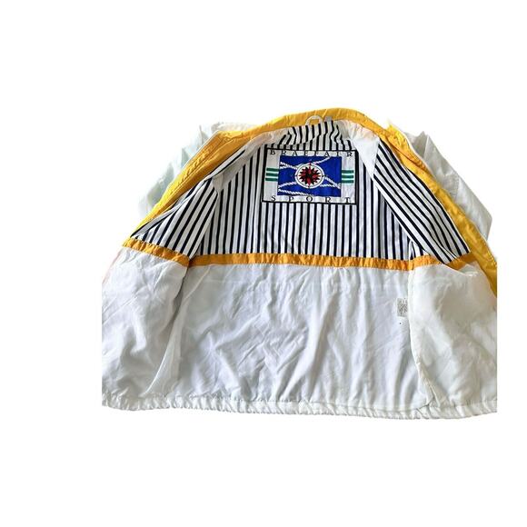 Vintage Braefair Sport Sailing Jacket Men's Medium White Yellow Nautical Windbre - Picture 4 of 8